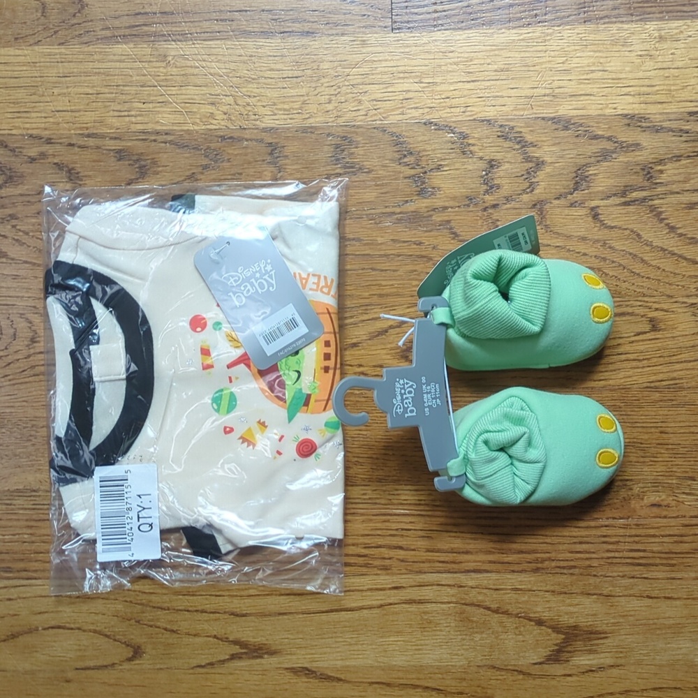 NWT Grogu Halloween Bodysuit And Costume Shoe For Babies Star Wars Baby 3-6M